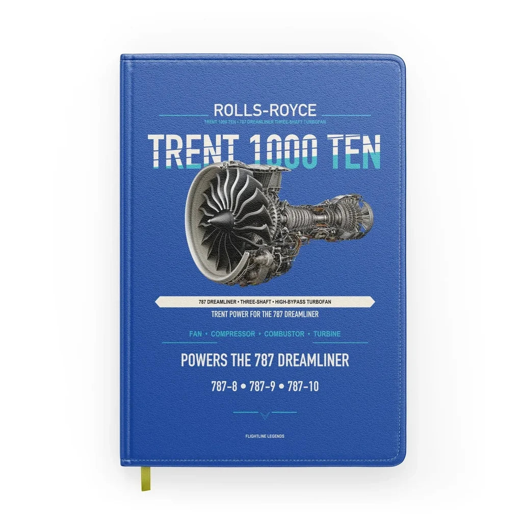 TRENT 1000 TEN design on blue notebook