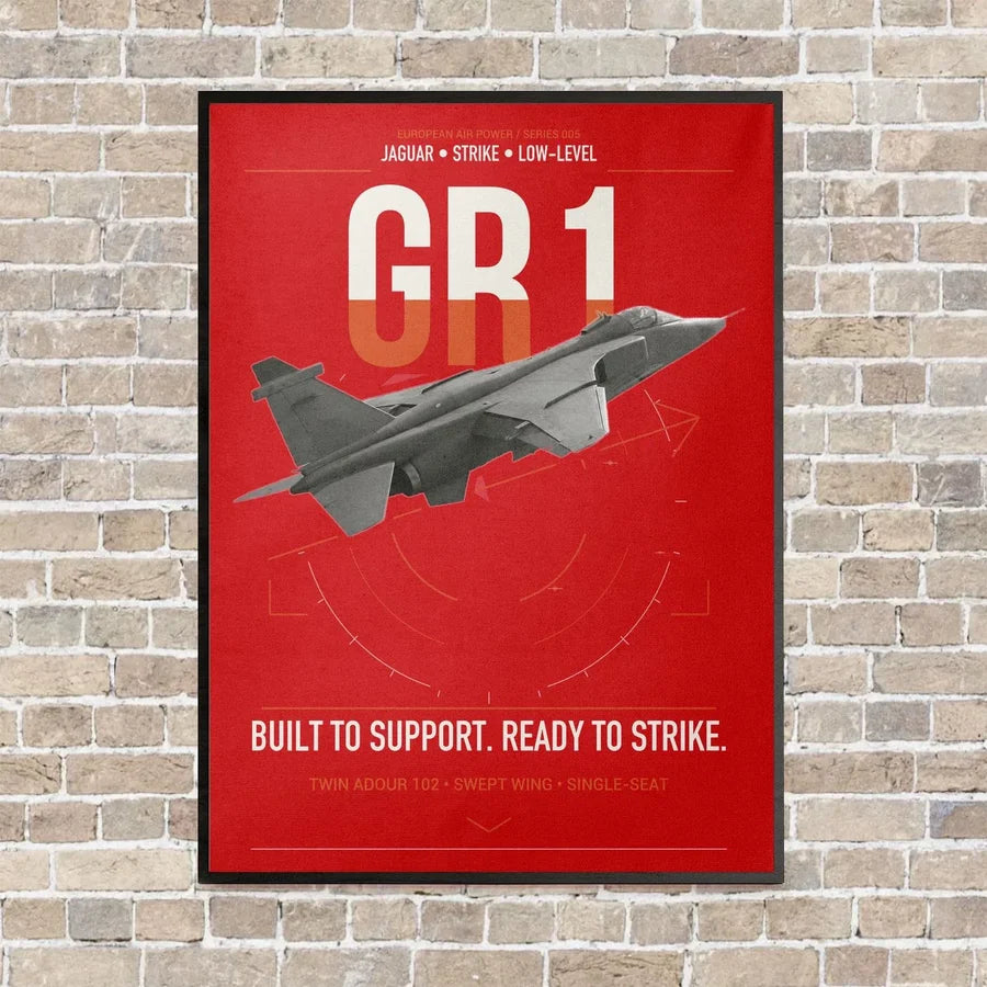 SEPECAT Jaguar GR1 vertical canvas print - framed - red background