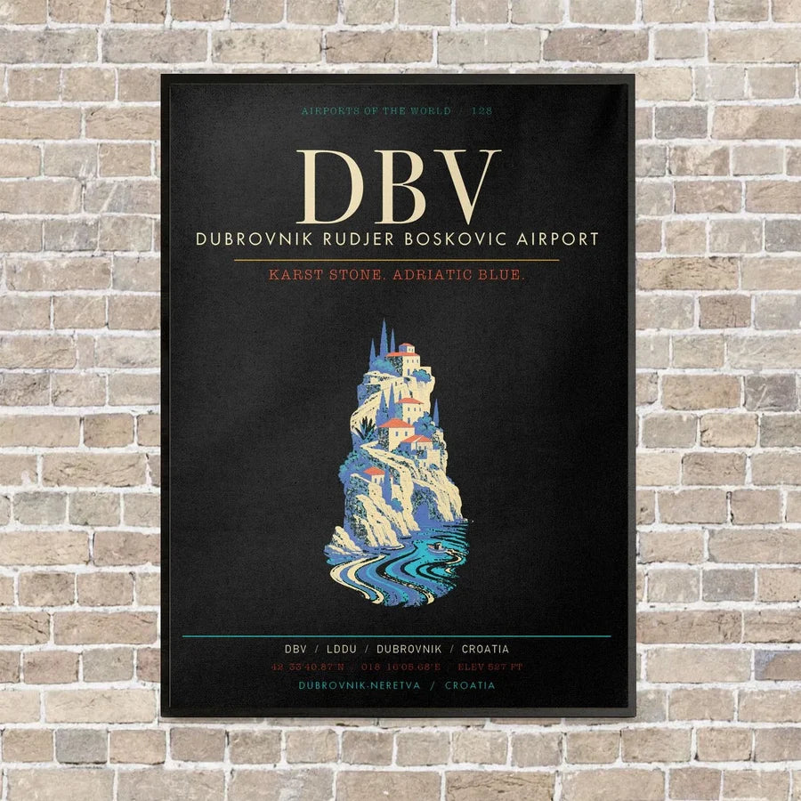 Dubrovnik Ruer Boskovic Airport DBV - Canvas Framed - Black