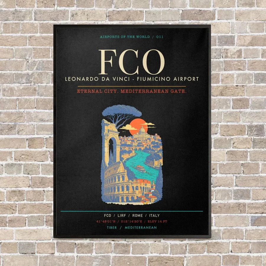 Rome Leonardo da Vinci Fiumicino Airport FCO - Canvas Framed - Black