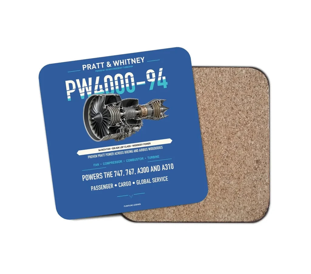 PW4000-94 design on blue 1 piece coaster