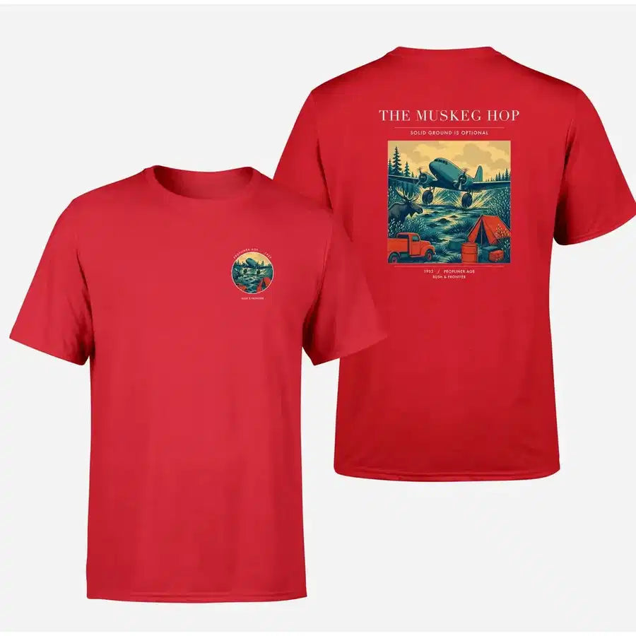 VINTAGE G4282 - The Muskeg Hop - Double-Side T-Shirt design on red double side t shirt