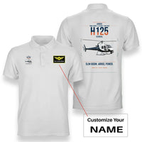 Thumbnail for Airbus H125 design on white+name double-side polo t-shirt, double-side print