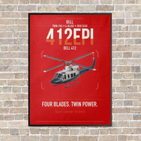 Thumbnail for Bell 412EPI vertical canvas print - framed - red background