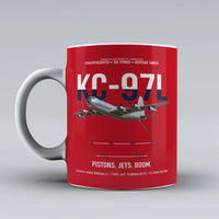 Thumbnail for KC-97L STRATOFREIGHTER design on red ceramic mug, double-side print