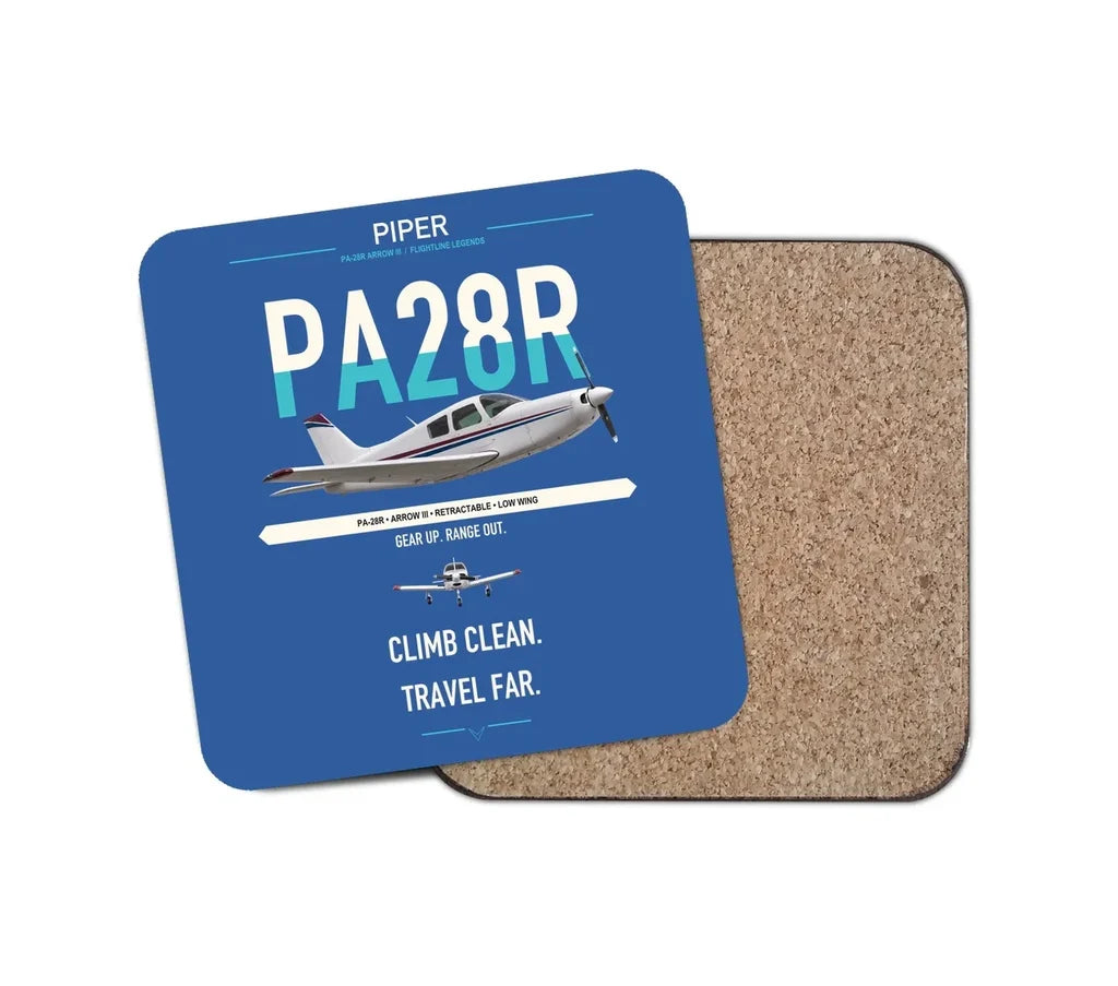 Piper PA-28R Arrow III design on blue 1 piece coaster