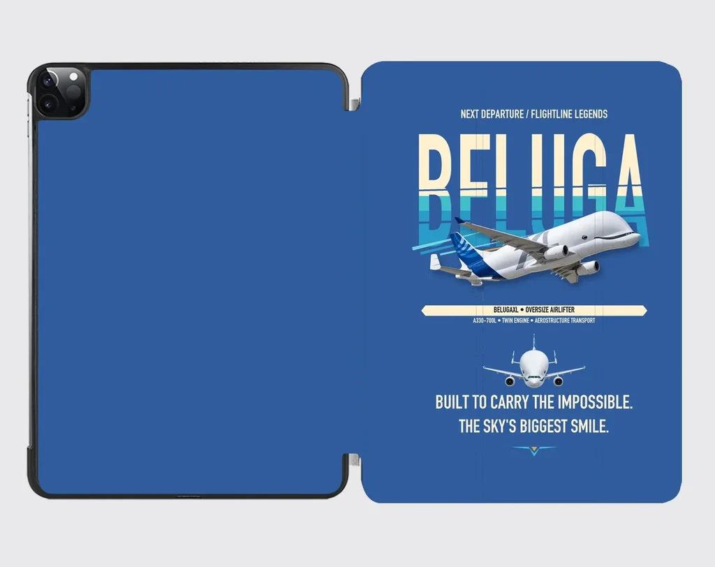 Airbus BelugaXL / A330-743L design on blue ipad tablet case
