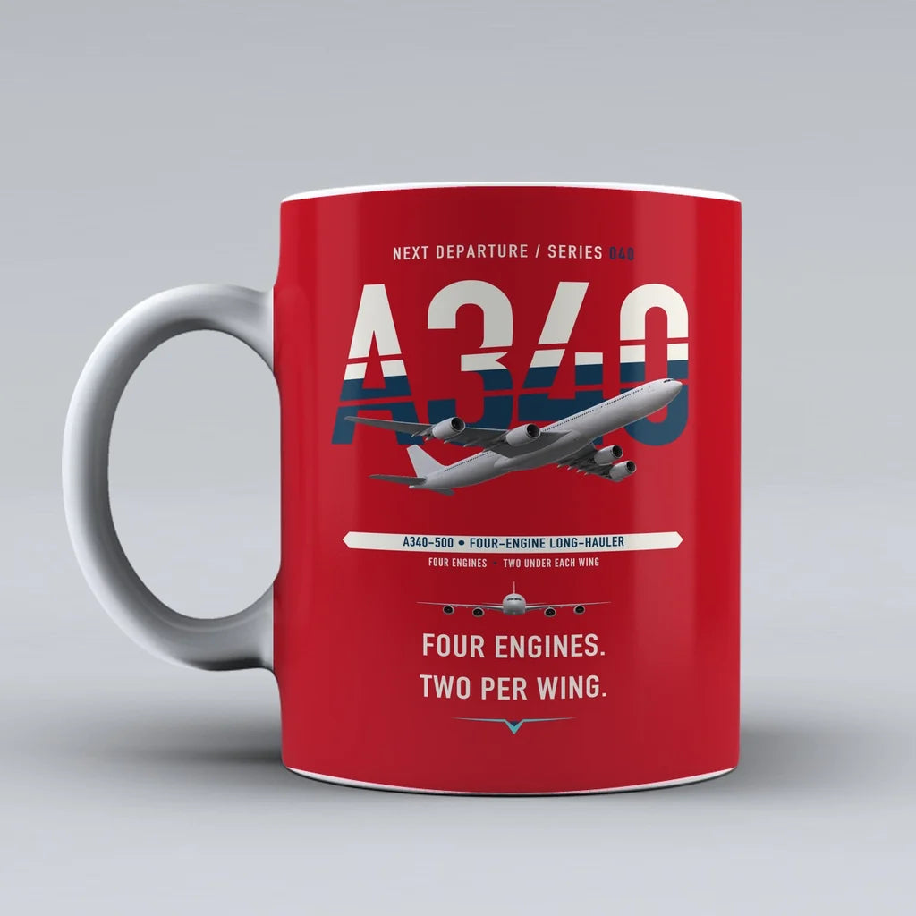 A340-500 Mug design on red airbus