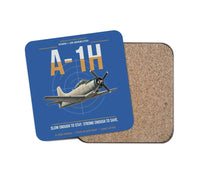 Thumbnail for A-1H Skyraider design on blue 1 piece coaster