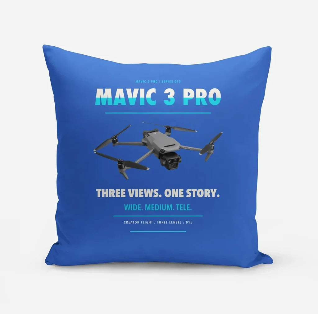 DJI Mavic 3 Pro design on blue pillow
