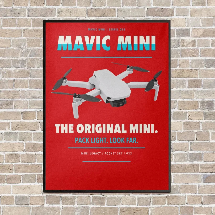 DJI Mavic Mini vertical canvas print - framed - red background