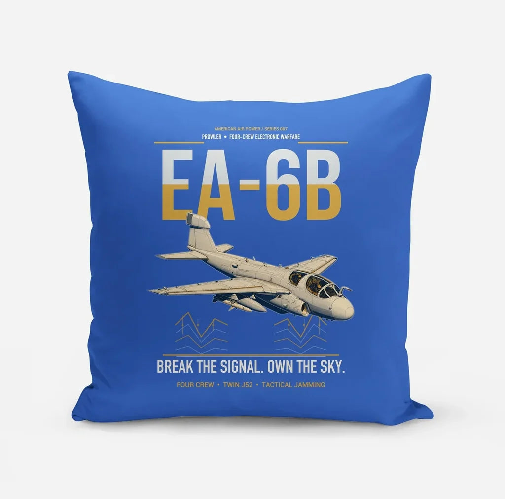 EA-6B Prowler design on blue pillow