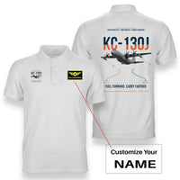 Thumbnail for KC-130J SUPER HERCULES design on white+name double-side polo t-shirt, double-side print