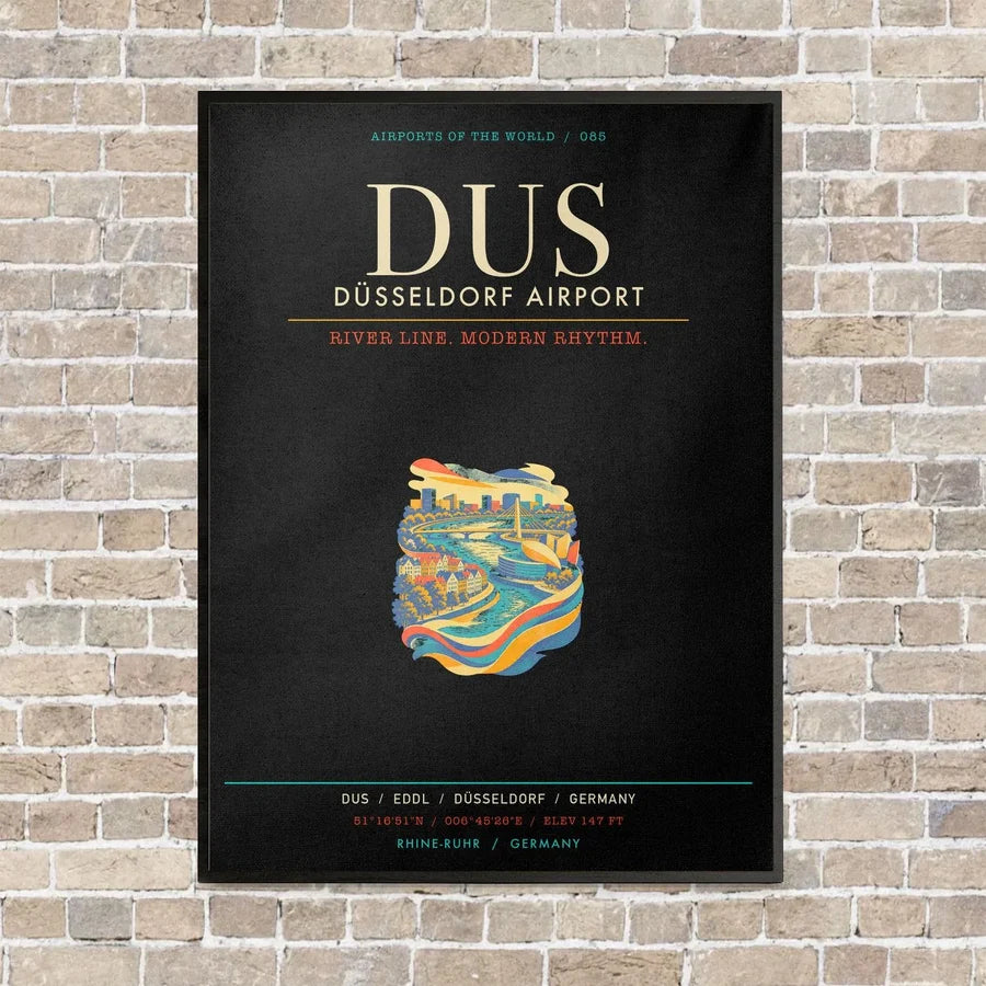 Dusseldorf Airport DUS - Canvas Framed - Black