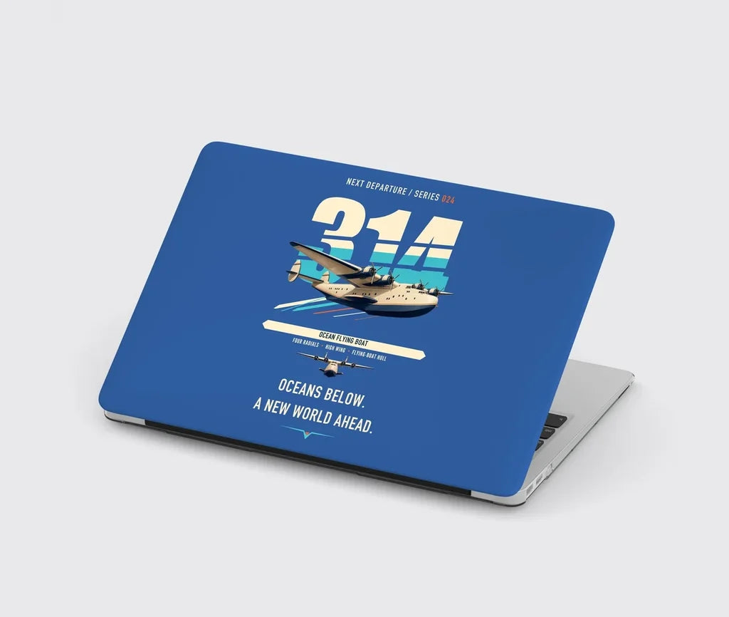 Boeing 314 Clipper design on blue MacBook case