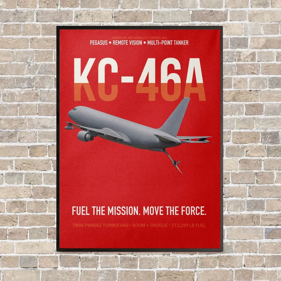 KC-46A PEGASUS vertical canvas print - framed - red background
