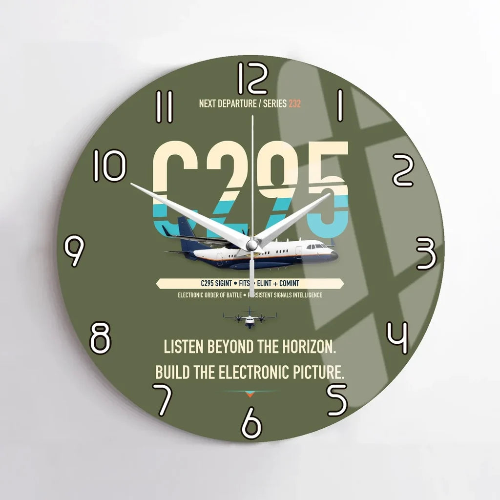 Airbus C295 SIGINT design on green army no frame wall clock