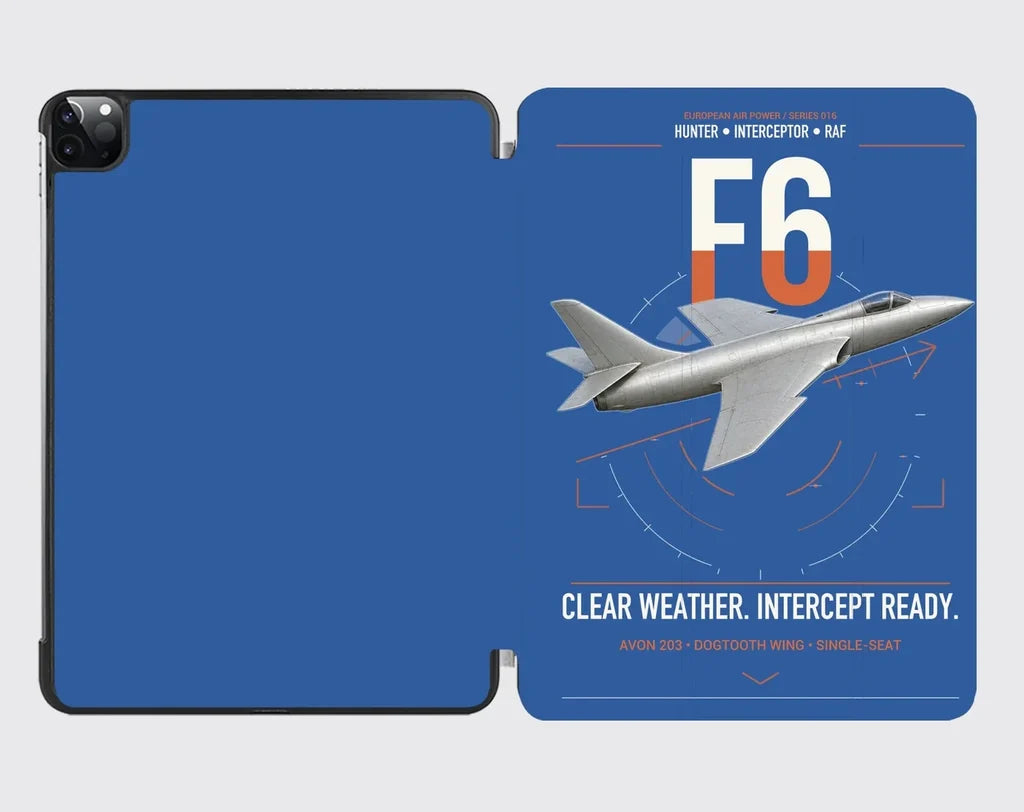 Hawker Hunter F6 design on blue ipad tablet case