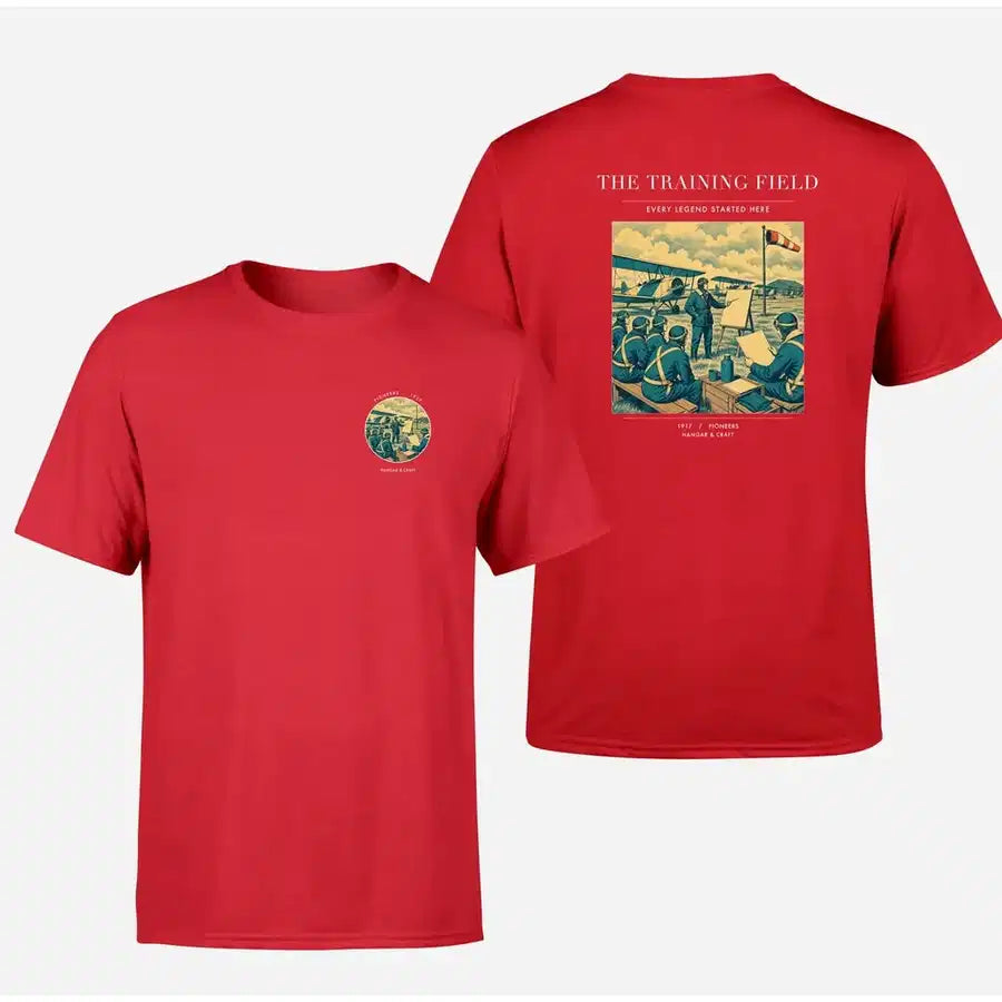 VINTAGE G4009 - The Training Field - Double-Side T-Shirt design on red double side t shirt