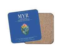 Thumbnail for Myrtle Beach International Airport (MYR) design on blue 1 piece coaster