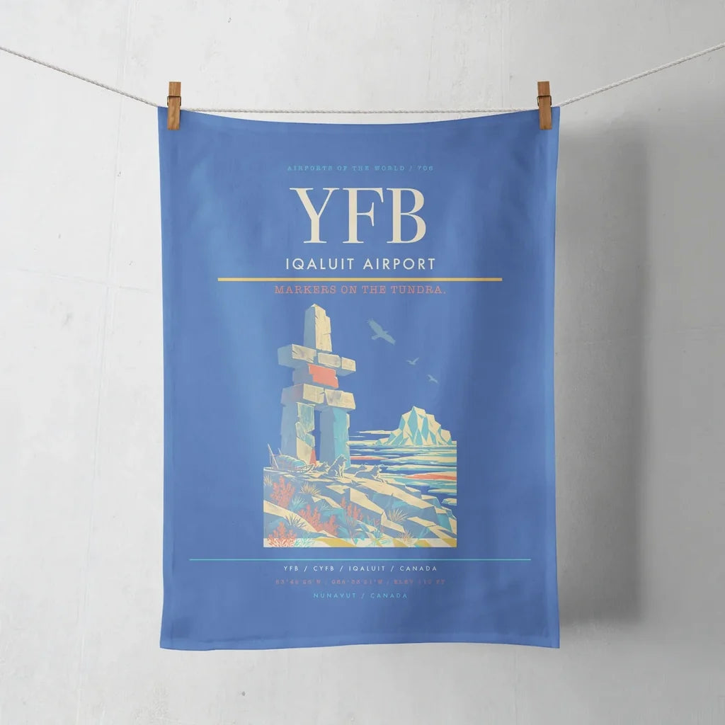 Iqaluit Airport (YFB) design on blue towel