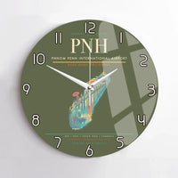 Thumbnail for Phnom Penh International Airport (PNH) design on green army no frame wall clock