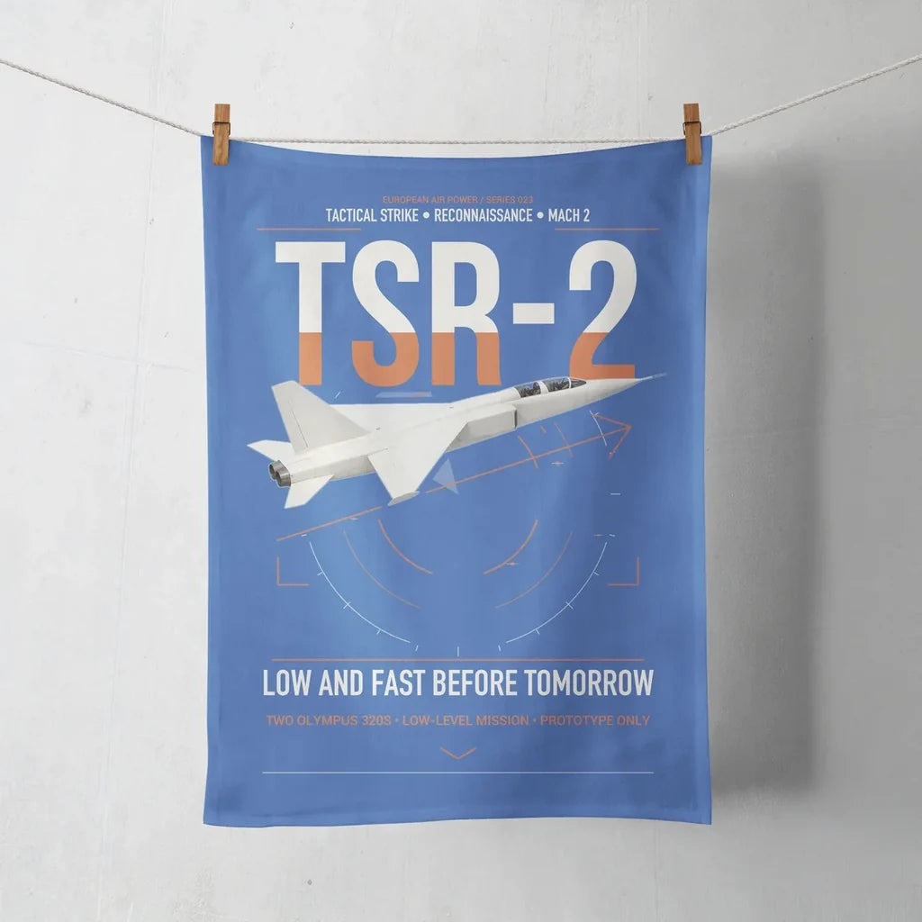 BAC TSR-2 design on blue towel