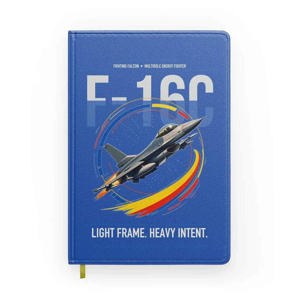 F-16C Fighting Falcon design on blue notebook