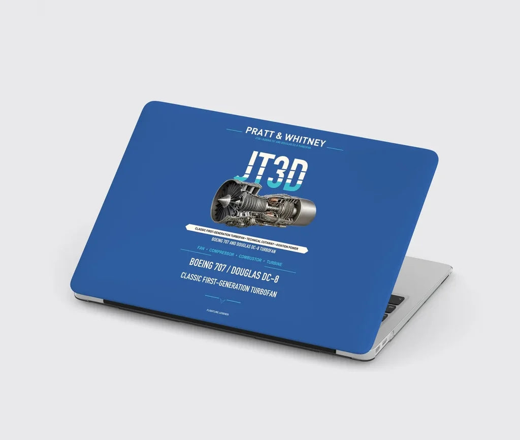 JT3D design on blue MacBook case