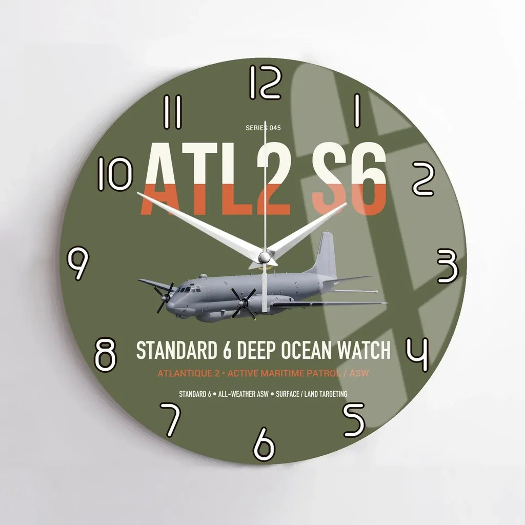 Atlantique 2 Standard 6 design on green army no frame wall clock