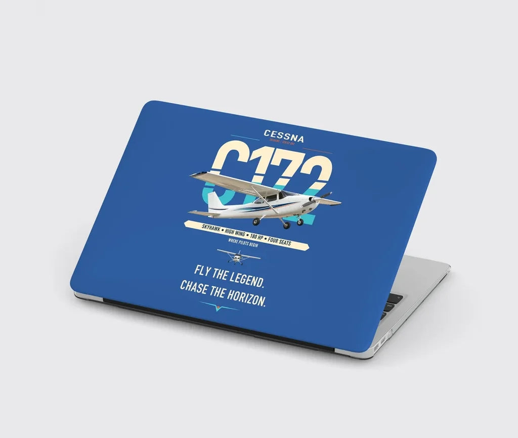 Cessna 172 Skyhawk design on blue MacBook case