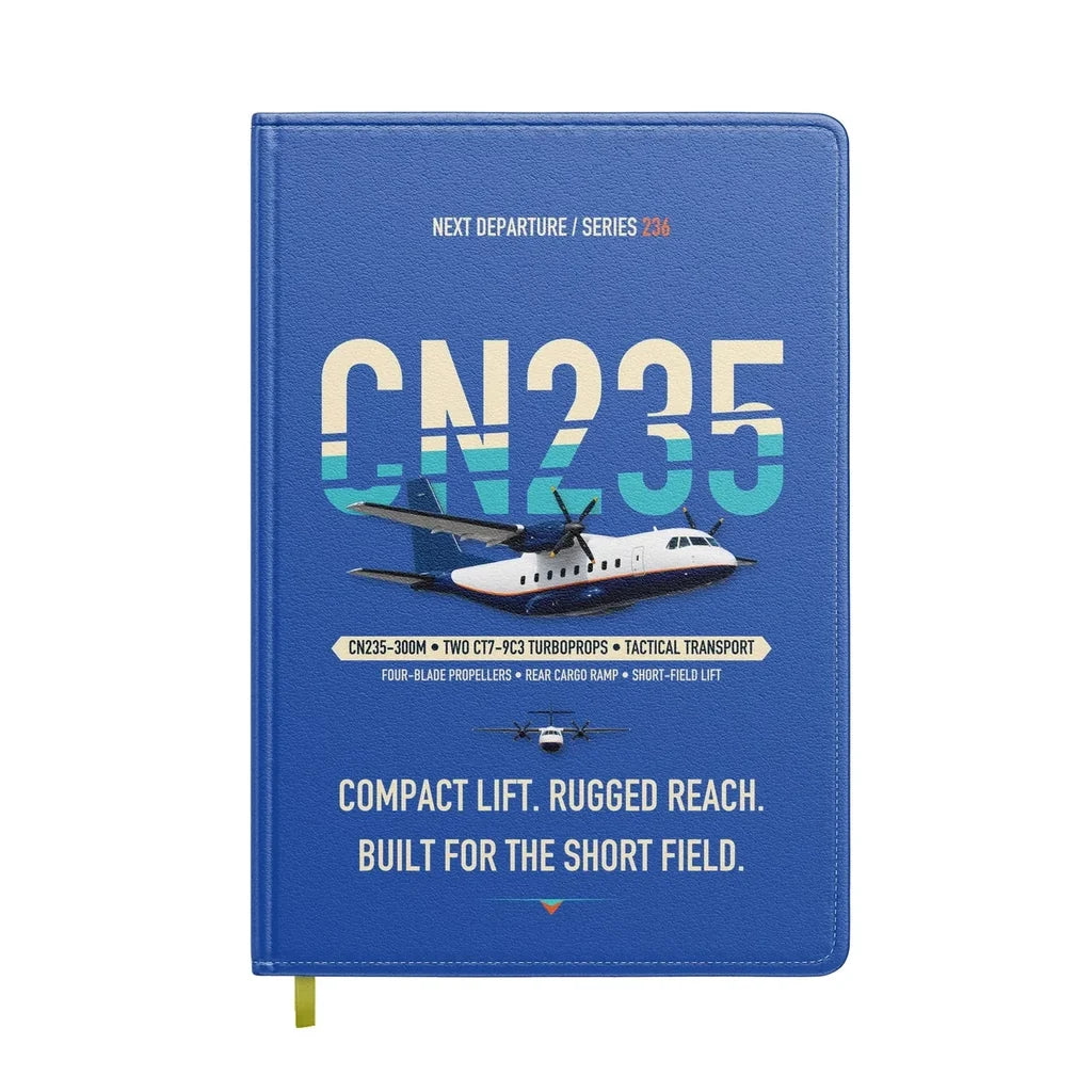 Airbus CN235-300M design on blue notebook