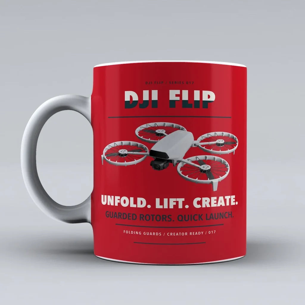 Flip Mug design on red dji