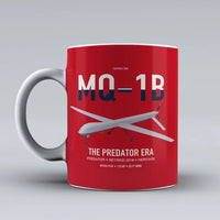 Thumbnail for MQ-1B Predator design on red ceramic mug, double-side print