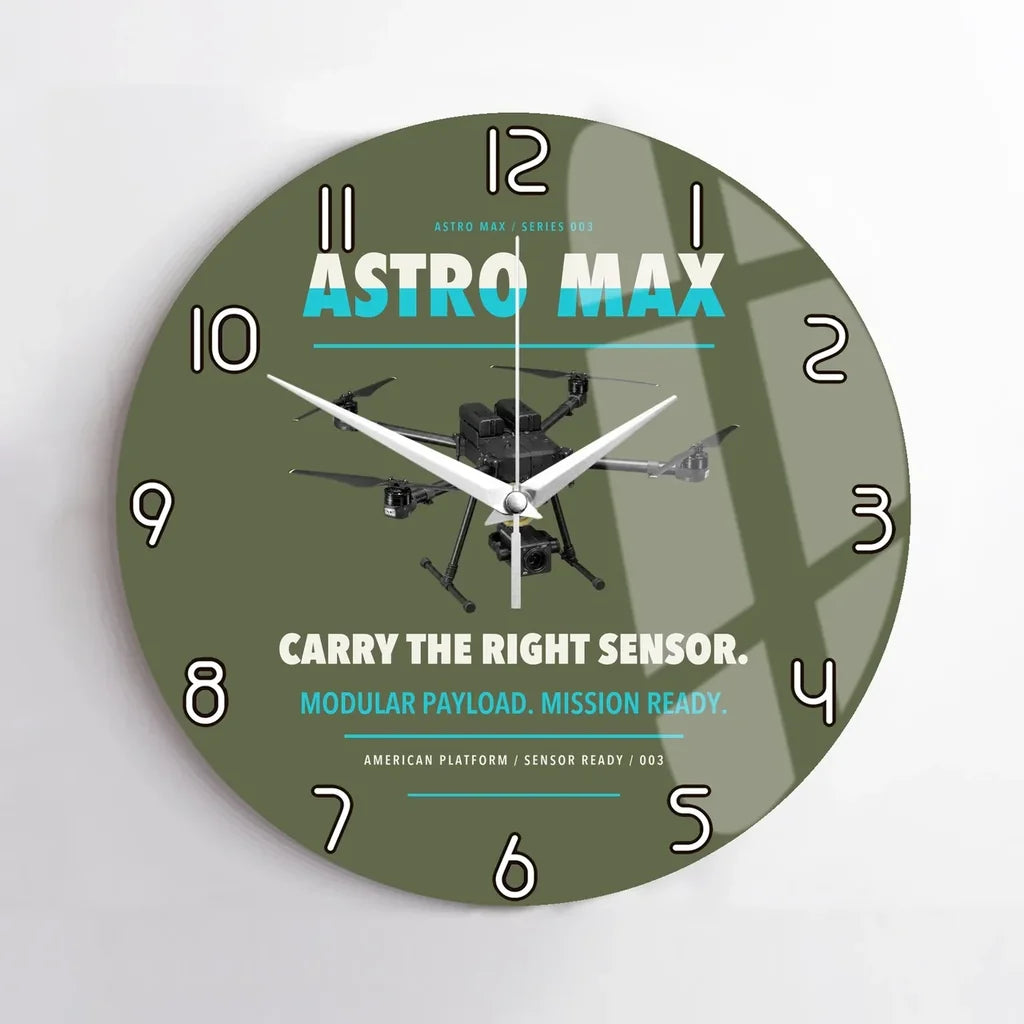 Freefly Astro Max design on green army no frame wall clock