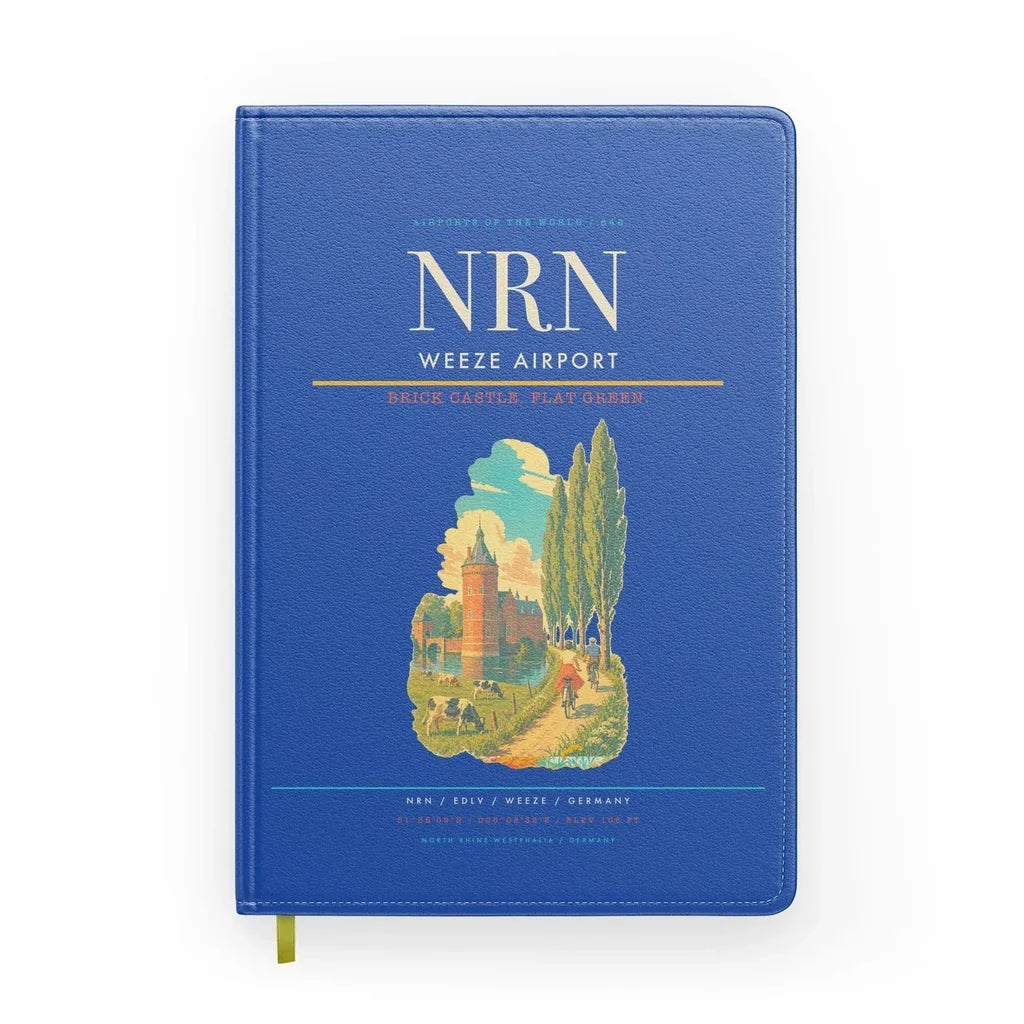 Weeze Airport (NRN) design on blue notebook