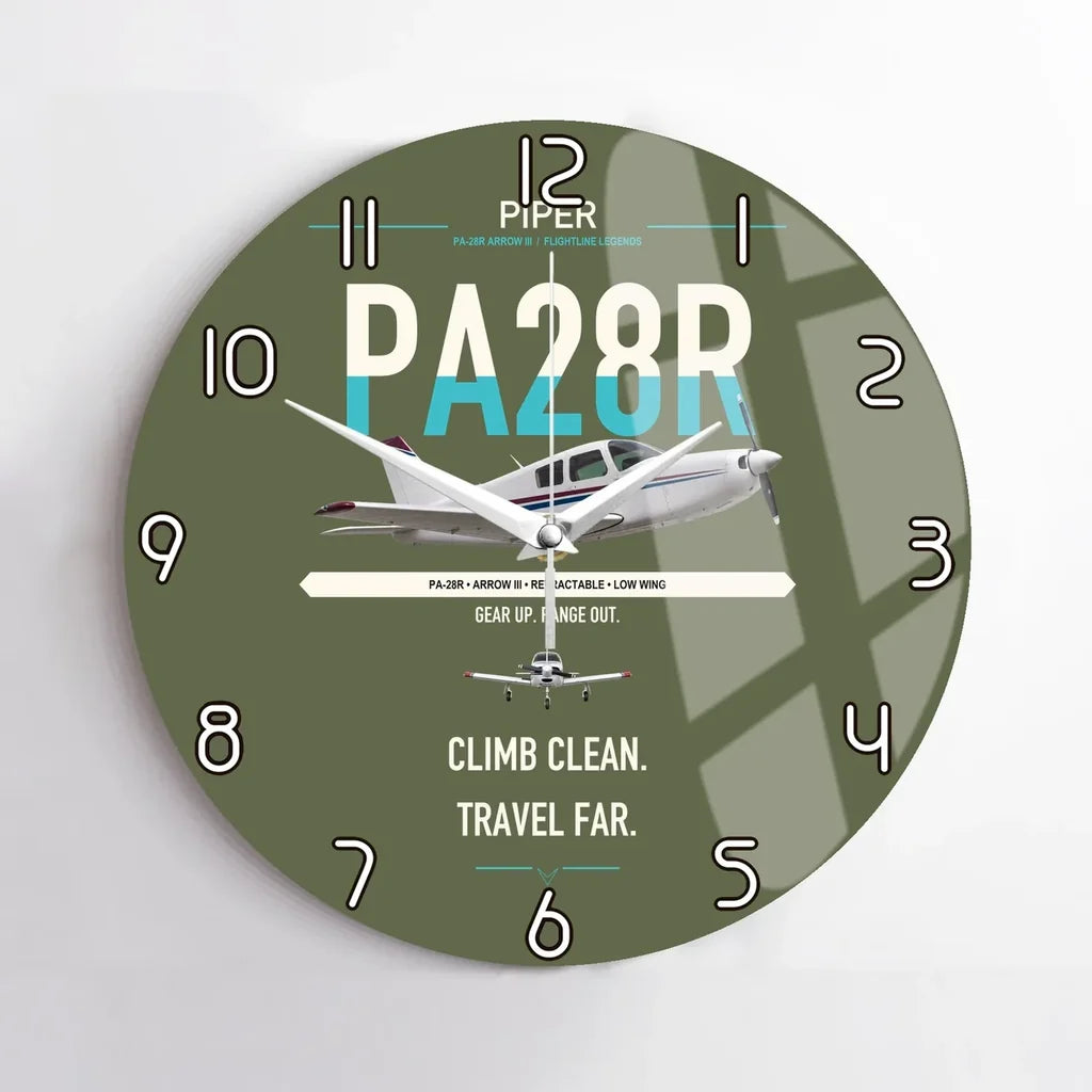 Piper PA-28R Arrow III design on green army no frame wall clock