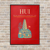 Thumbnail for Phu Bai International Airport HUI — Hue vertical canvas print - framed - red background
