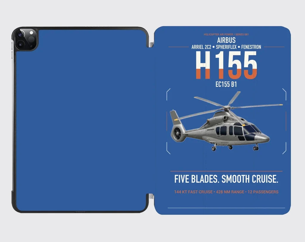 Airbus H155 EC155 B1 design on blue ipad tablet case