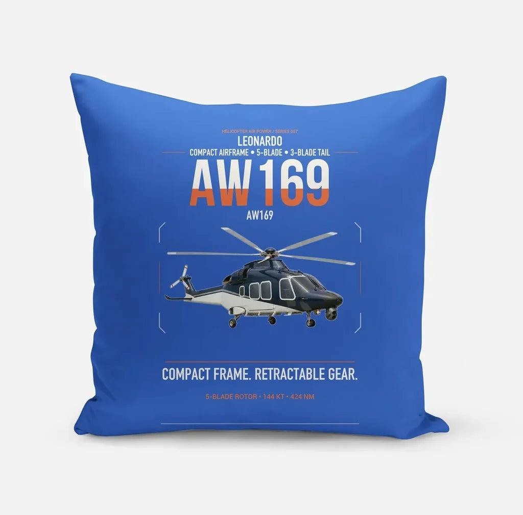 Leonardo AW169 design on blue pillow