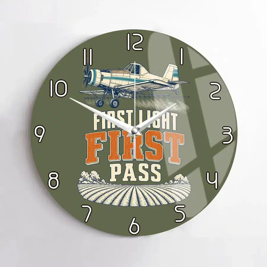 First Light First Pass design on green army no frame wall clock