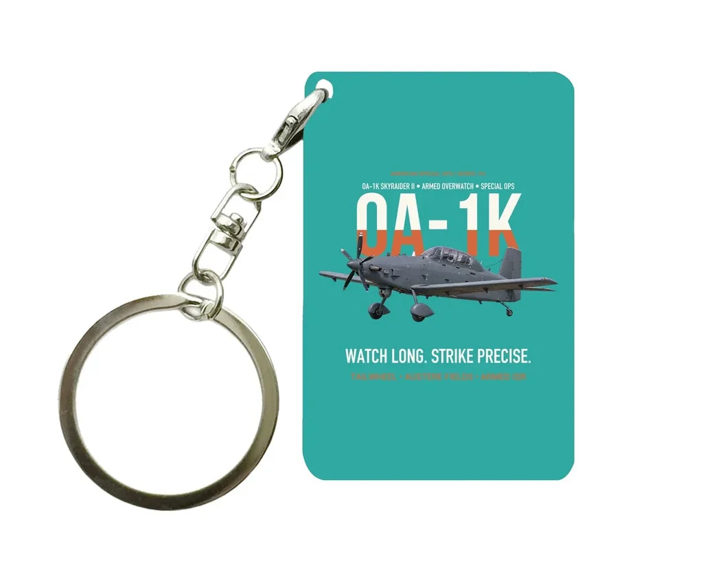OA-1K SKYRAIDER II Key Chain design on turquoise key chain
