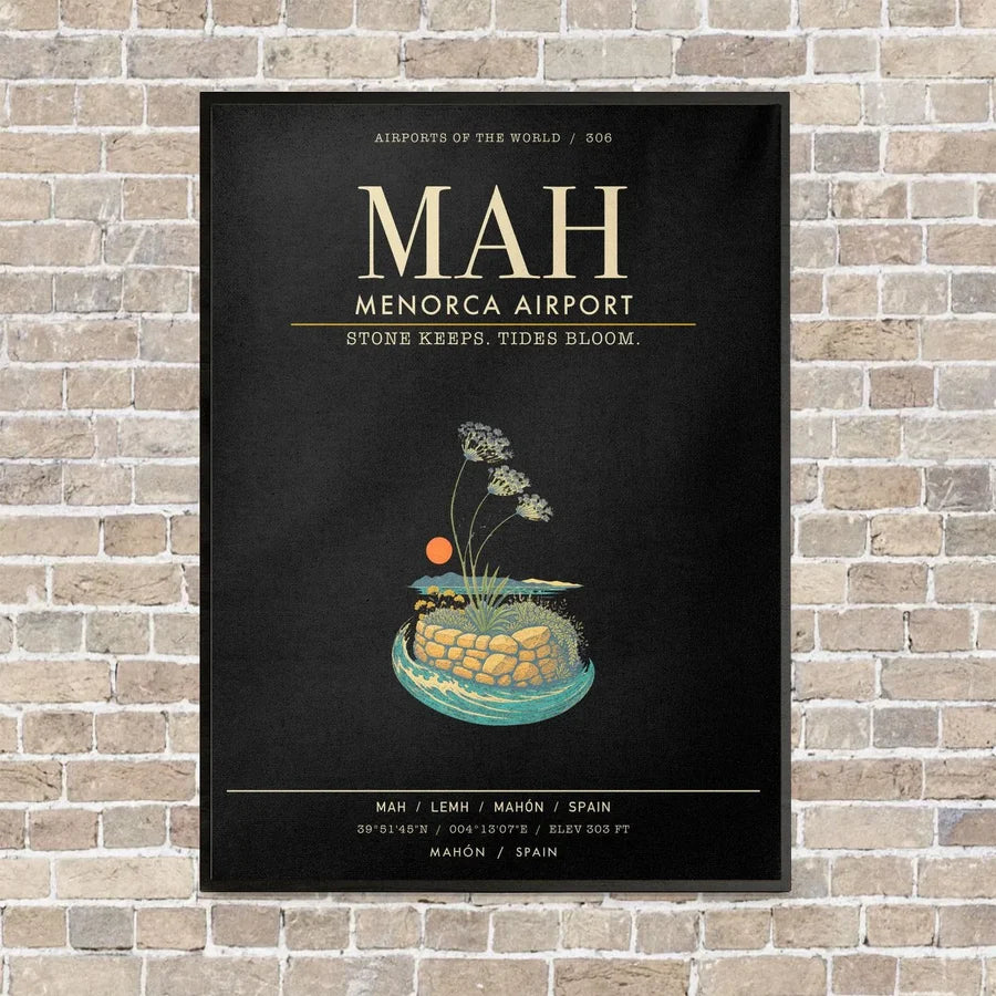 Menorca Airport MAH - Canvas Framed - Black