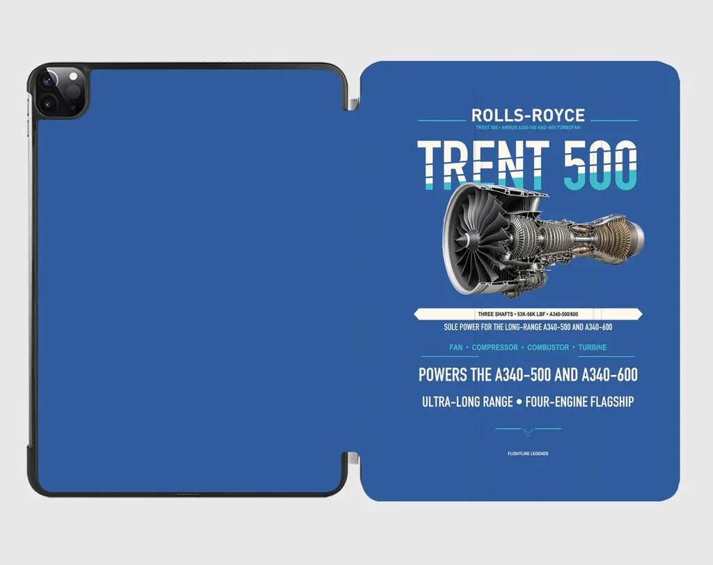 TRENT 500 design on blue ipad tablet case