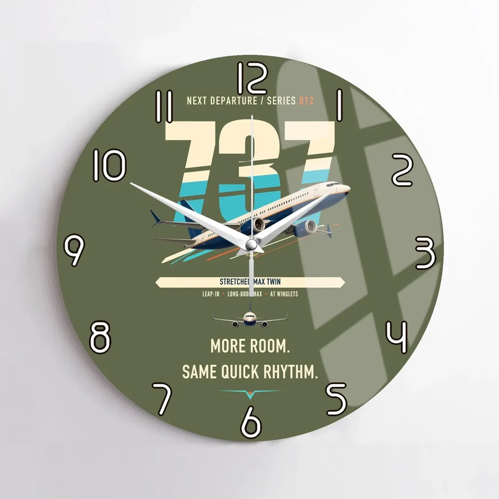 Boeing 737 MAX 9 design on green army no frame wall clock
