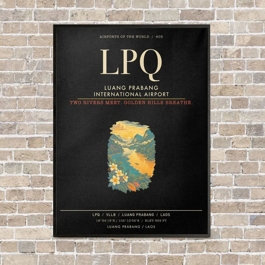 Luang Prabang International Airport LPQ - Canvas Framed - Black