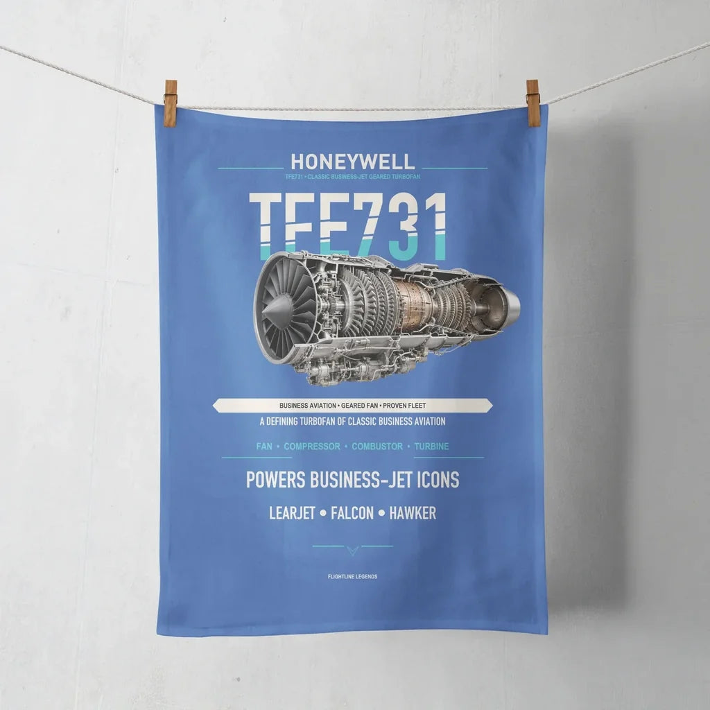 TFE731 design on blue towel