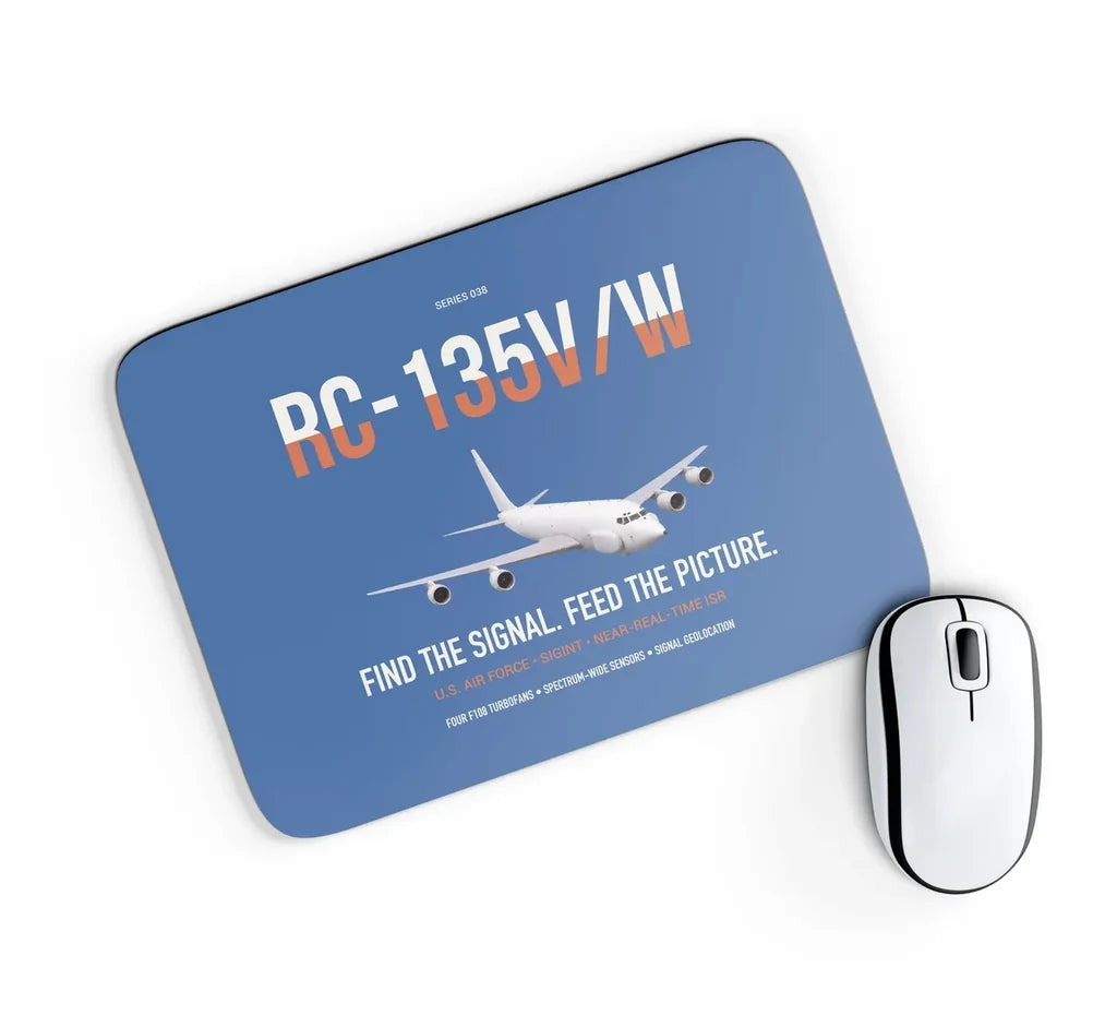 RC-135V W Rivet Joint design on blue rectangle mouse pad
