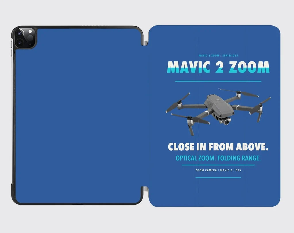 DJI Mavic 2 Zoom design on blue ipad tablet case