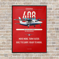 Thumbnail for Cessna 408 SkyCourier vertical canvas print - framed - red background